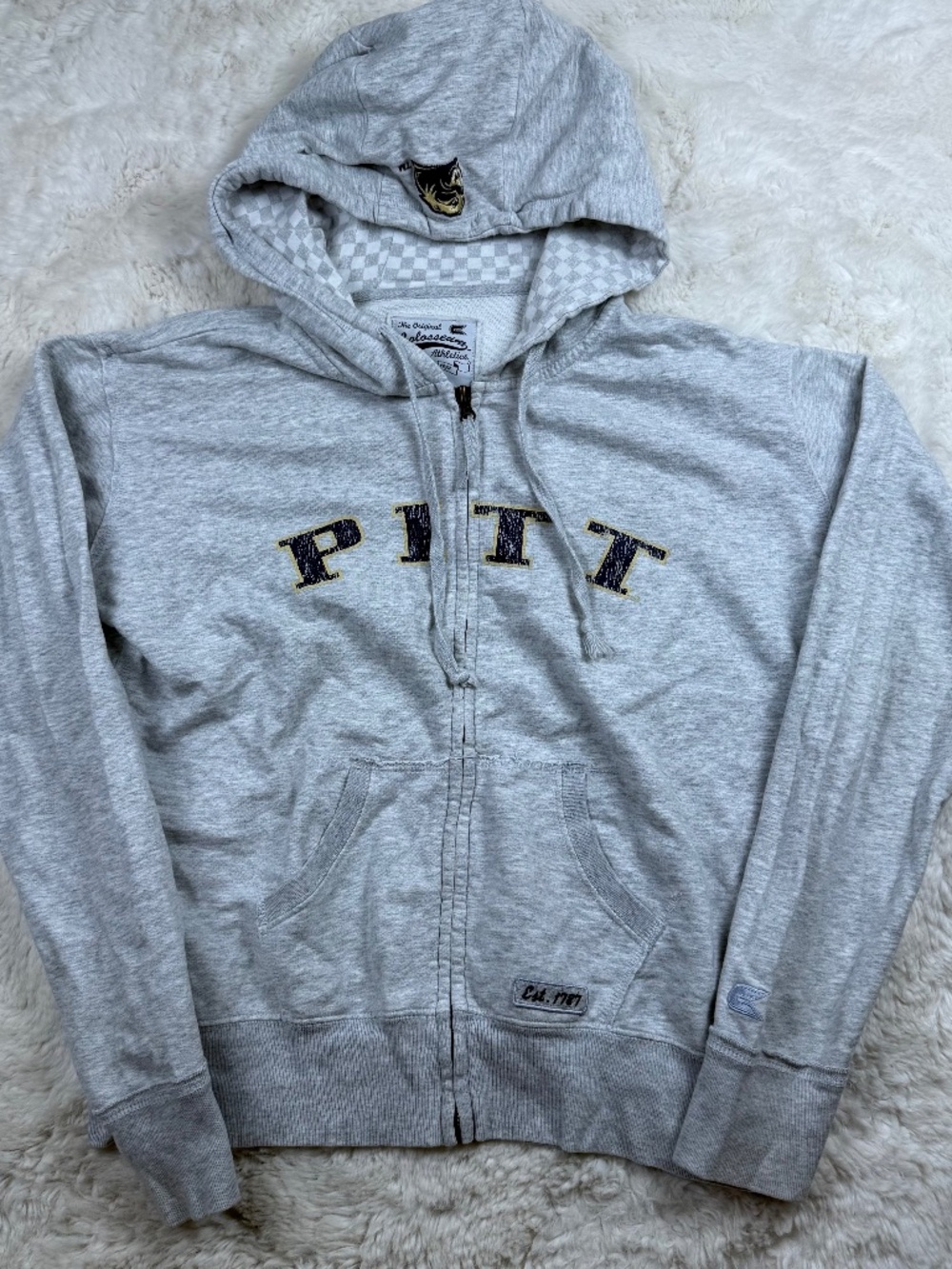 Colosseum Athletics Vintage Gray Pitt Panthers Full-Zip Hoodie Women's Medium